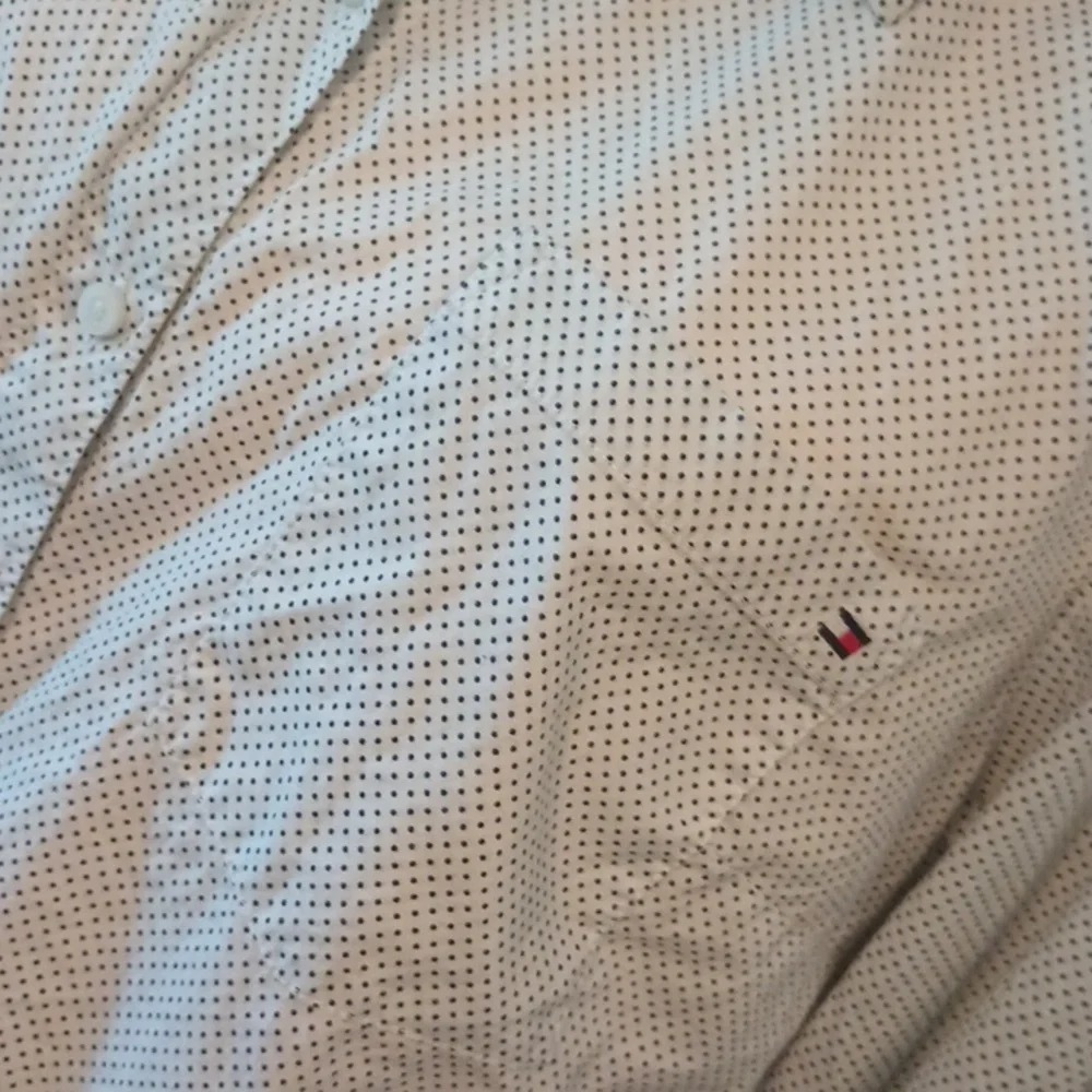 5/$20 Tommy Hilfiger XL white button down collared shirt with black polka dots. - Picture 3 of 6